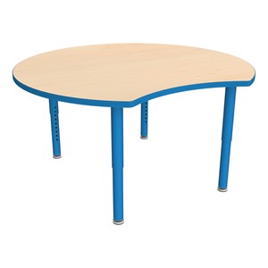 Shapes Accent Series Crescent Collaborative Table & Glides - Maple Top w/ Brilliant Blue Legs