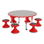 Shapes Series Preschool Round Mobile Collaborative Table & Stool Set