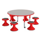 Shapes Series Preschool Round Mobile Collaborative Table & Stool Set