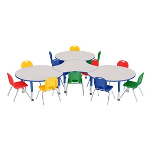 Preschool Crescent & Cog Mobile Collaborative Table & Assorted Color Chair Set