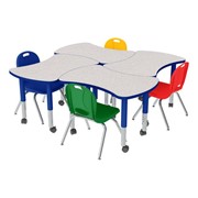 Shapes Series Preschool Bow Tie Mobile Collaborative Table & Assorted Chair Set