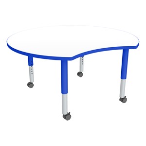 Crescent Adjustable-Height Mobile Preschool Collaborative Table w/ Whiteboard Top - Whiteboard Top/Blue Edgeband