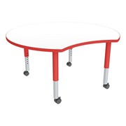 Shapes Series Crescent Adjustable-Height Mobile Preschool Collaborative Table w/ Whiteboard Top
