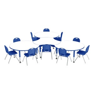Preschool Crescent & Cog Mobile Collaborative Table w/ Whiteboard Top & Chair Set