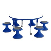 Shapes Series Preschool Round Mobile Collaborative Table w/ Whiteboard Top & Stool Set