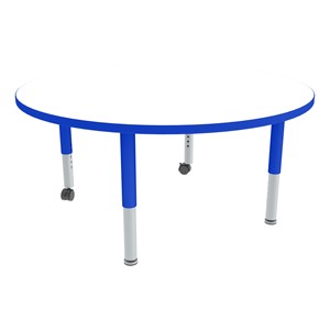 Round Adjustable-Height Mobile Preschool Collaborative Table w/ Whiteboard Top