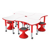 Preschool Bow Tie Mobile Collaborative Table w/ Whiteboard Top & Stool Set