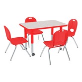 Rectangle Adjustable-Height Preschool Table & Chair Set (24'' W x 36'' L)