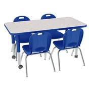Rectangle Adjustable-Height Preschool Table & Chair Set (24" W x 48" L)