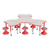 Shapes Series Preschool Bow Tie & Cog Mobile Collaborative Table & Stool Set