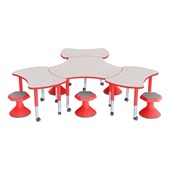 Shapes Series Preschool Bow Tie & Cog Mobile Collaborative Table & Stool Set