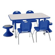 Rectangle Adjustable-Height Prechool Table, Chair & Stool Set