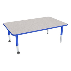 Rectangle Adjustable-Height Mobile Preschool Activity Table - Gray Top, Blue Edge Band