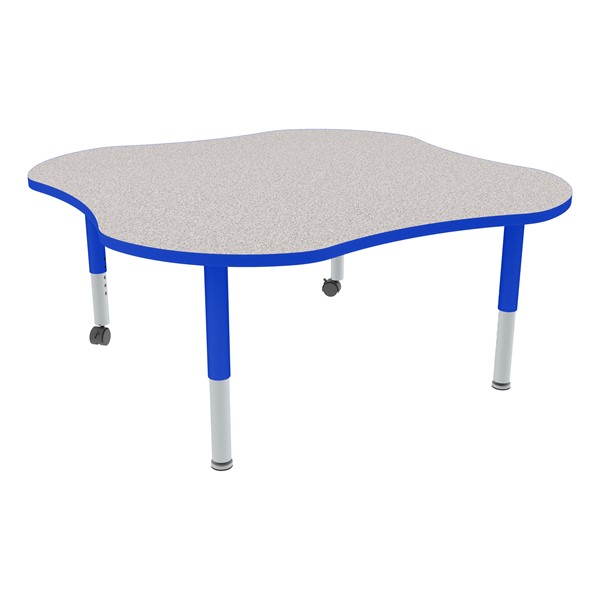Clover Adjustable-Height Mobile Preschool Activity Table - Gray Top/Blue Edge Band