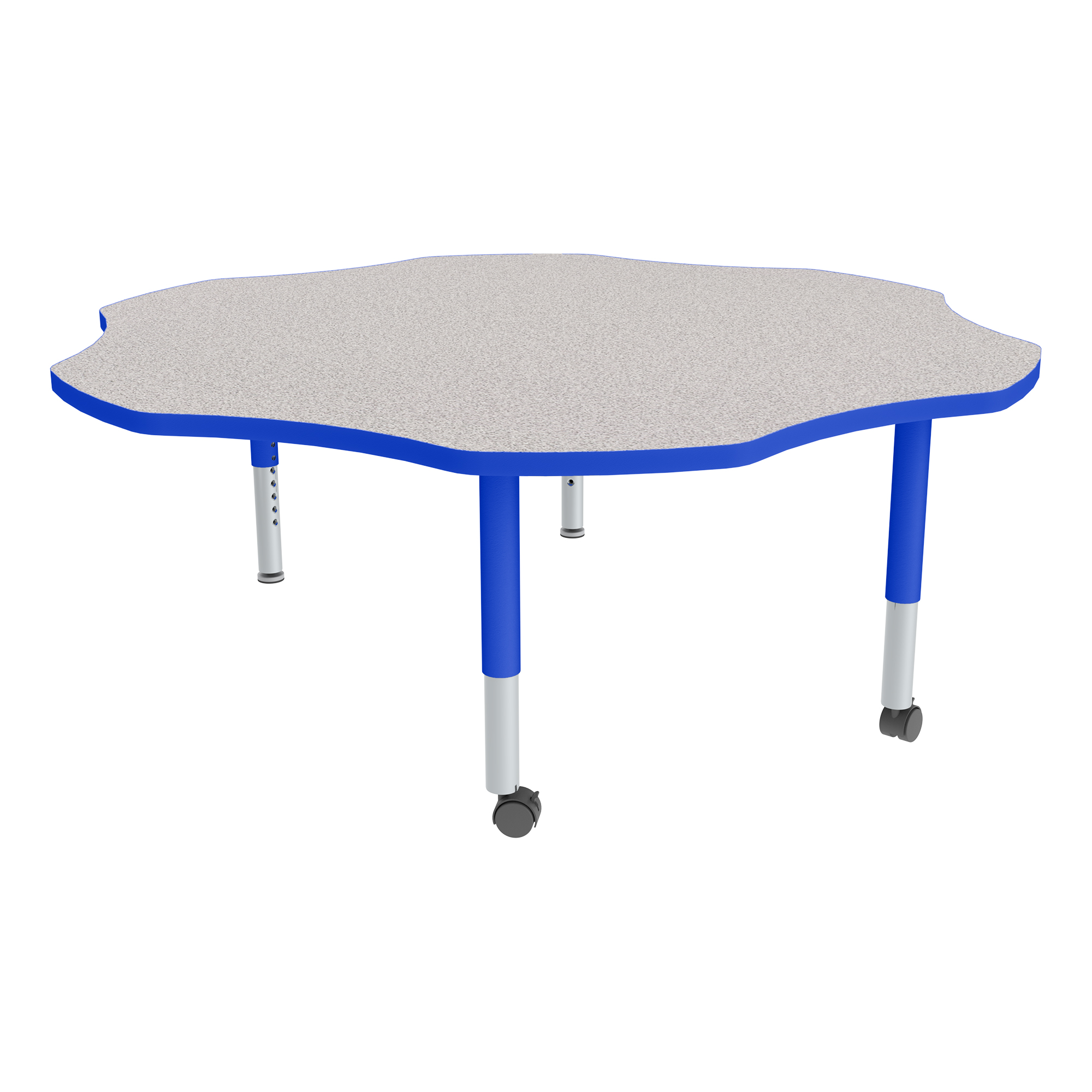 Flower Adjustable-Height Mobile Preschool Activity Table - Gray Top/Blue Edge Band