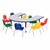 Horseshoe Adjustable-Height Preschool Table & Eight Assored Color Structure Series Chairs Set (66" W x 60" L) - 14" Seat Height