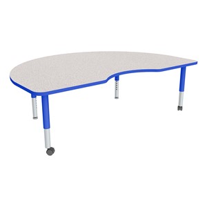 Kidney Adjustable-Height Mobile Preschool Table - Gray Top, Blue Edge Band