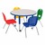 Round Adjustable-Height Preschool Table & Assorted Color Chair Set