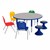 Round Adjustable-Height Preschool Table & Four Assorted Color Structure Series Chairs w/ Two Active Learning Stools Set (48" Diameter) - 12" Seat Height