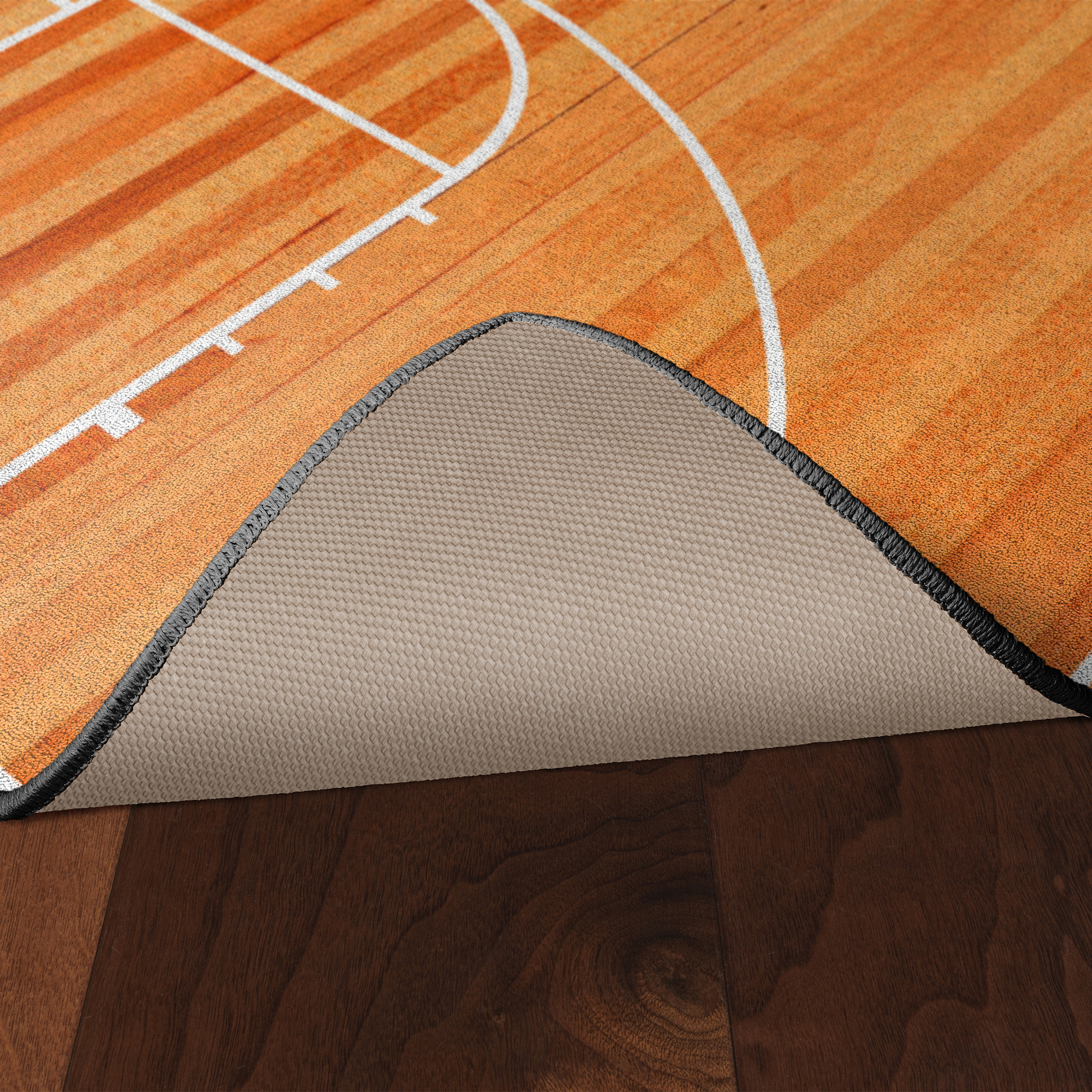 Basketball Court Rug - Skid-Resistant Backing