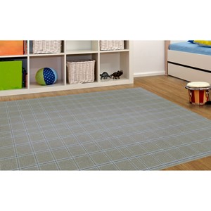 Blue & Gray Plaid Rug