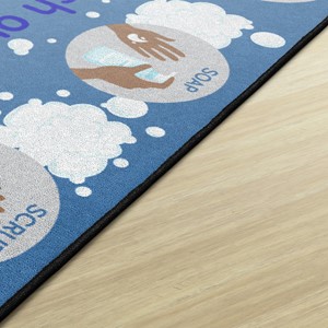 Let's Wash Our Hands Washable Rug - Edge