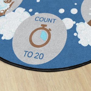 Let's Wash Our Hands Washable Rug - Round
