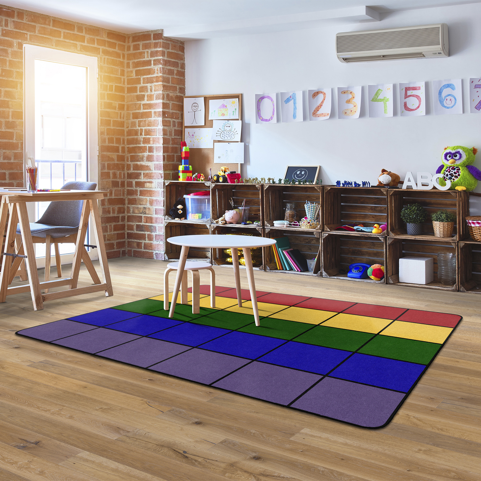 Classroom Squares Seating Rug - Bright (6' W x 8' 4" L)