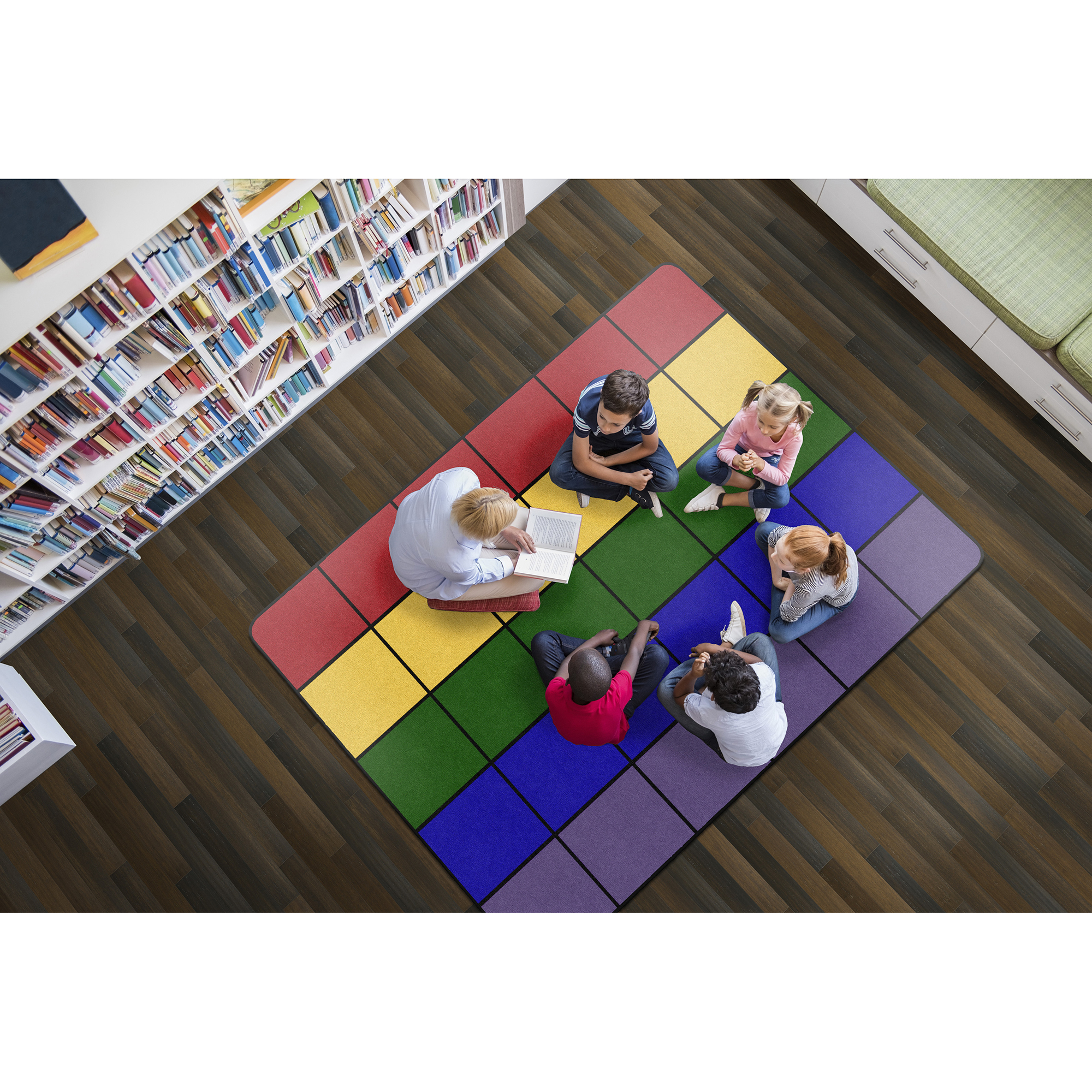 Classroom Squares Seating Rug - Bright (6' W x 8' 4" L)