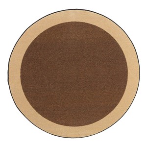Solid Classroom Rug w/ Color Block Border - Round - Chocolate/Sand