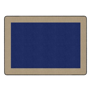 Solid Classroom Rug w/ Color Block Border - Rectangle - Navy/Sand