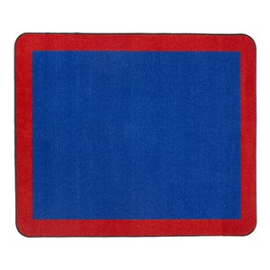Solid Classroom Rug w/ Color Block Border - Rectangle - Blue/Red