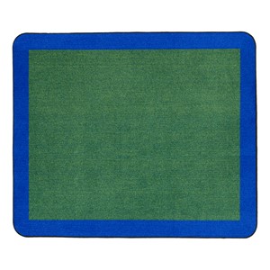 Solid Classroom Rug w/ Color Block Border - Rectangle - Green/Blue