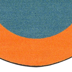 Solid Classroom Rug w/ Color Block Border - Teal/Orange