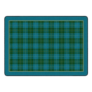 Playful Plaid Classroom Rug - Turquoise