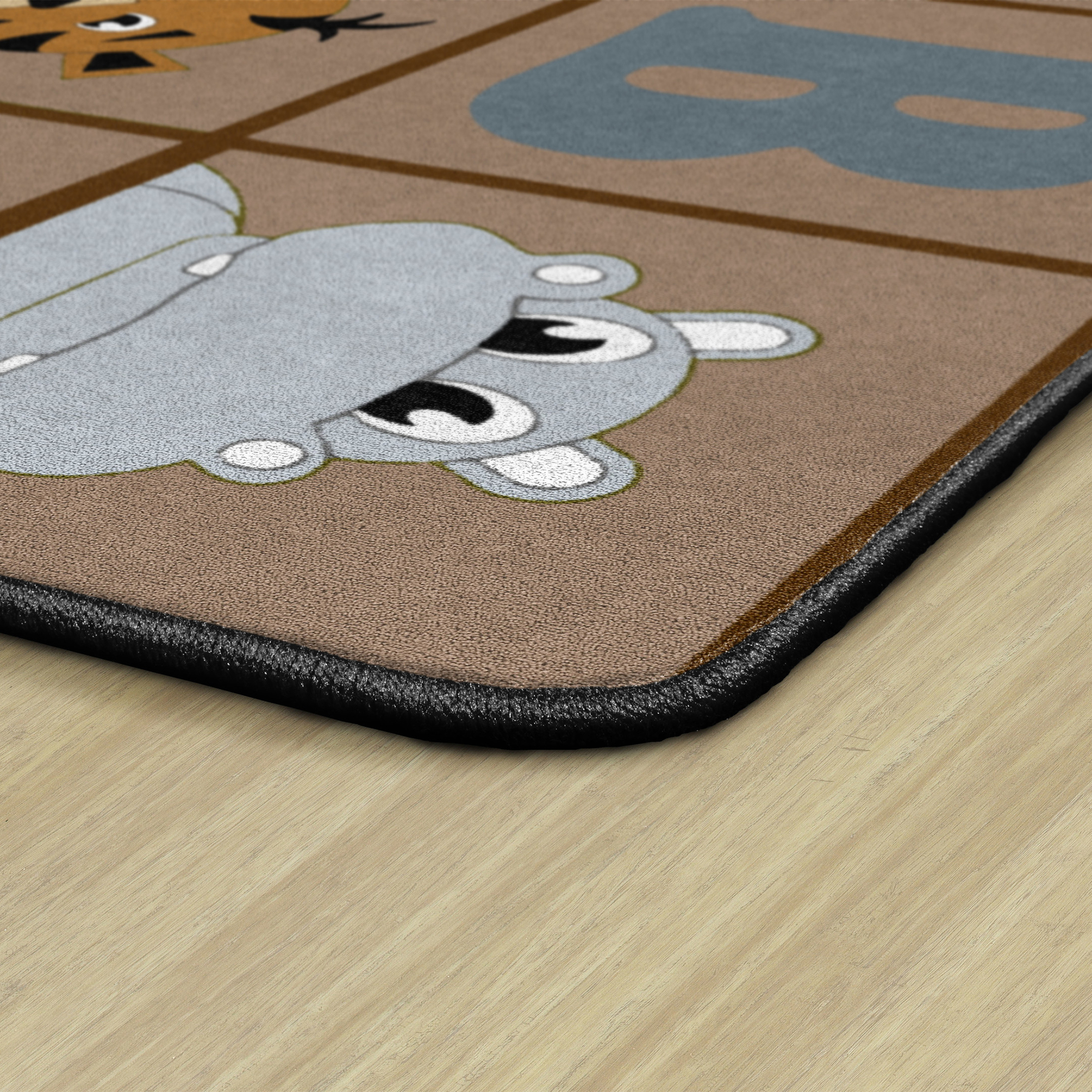 Natural ABC 123 Animal Fun Rug - Edge