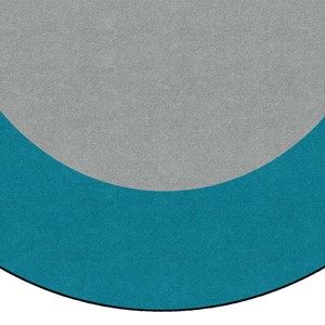Solid Classroom Rug w/ Color Block Border - Light Gray/Teal