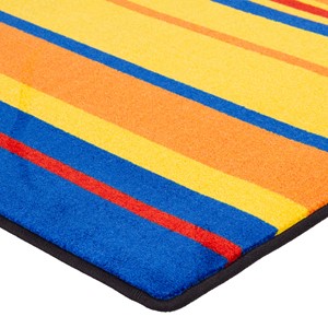 Primary Color Striped Classroom Rug - Corner