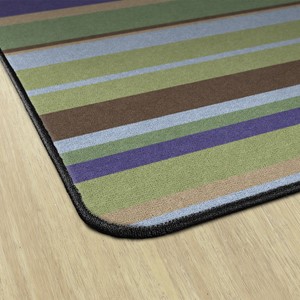 Natural Color Striped Classroom Rug - Rectangle - Edges