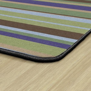 Natural Color Striped Classroom Rug - Rectangle - Edges