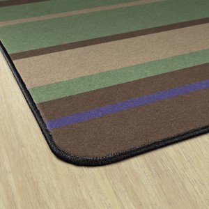Natural Color Striped Classroom Rug - Edges