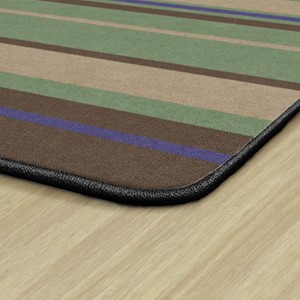 Natural Color Striped Classroom Rug - Edges