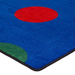Primary Color Polka Dot Classroom Rug - Corner