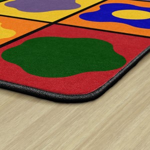 Primary Color Cog Seating Classroom Rug - Edges
