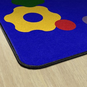 Primary Color Cog Border Classroom Rug - Edges