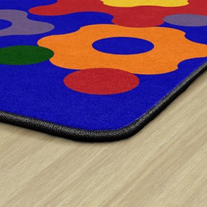Primary Color Big Cogs Classroom Rug - Edges