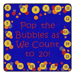 Pop The Bubbles Durable Rug - Square - Primary