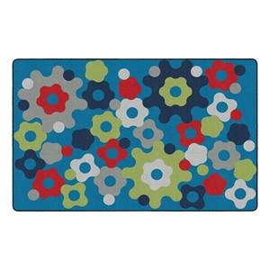 Shapes Accent Big Cogs Classroom Rug - Brilliant Blue