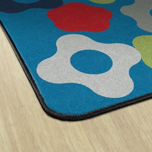 Shapes Accent Big Cogs Classroom Rug - Corner