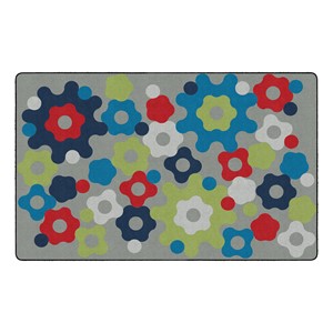 Shapes Accent Big Cogs Classroom Rug - Gray